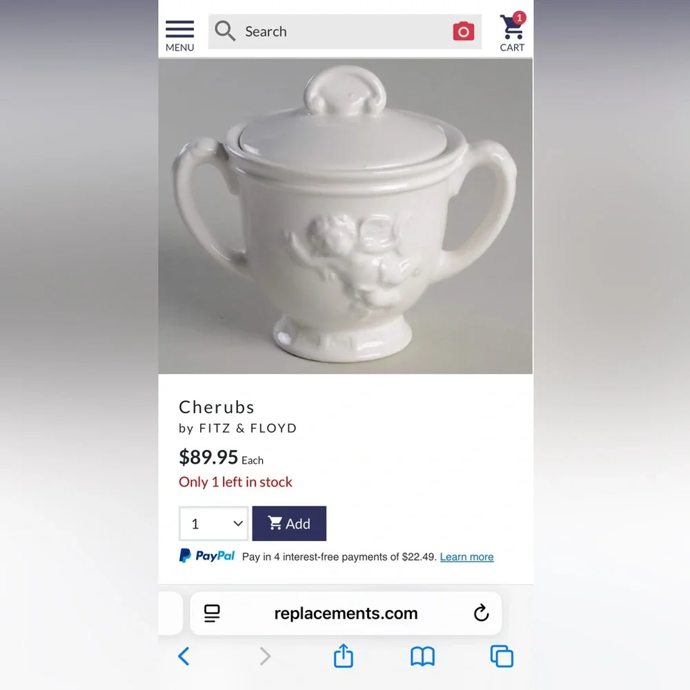 Rare Vintage White Cherub Sugar Bowl and Creamer Set